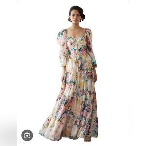 Hemant & Nandita Teien Maxi Dress In Pastel Teien Size Medium Floral